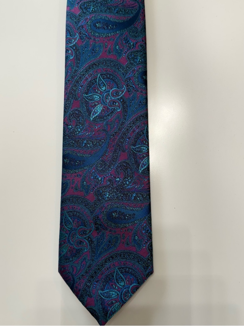 Barcelona Cravatte Teal and Purple Paisley Silk-Blend Tie